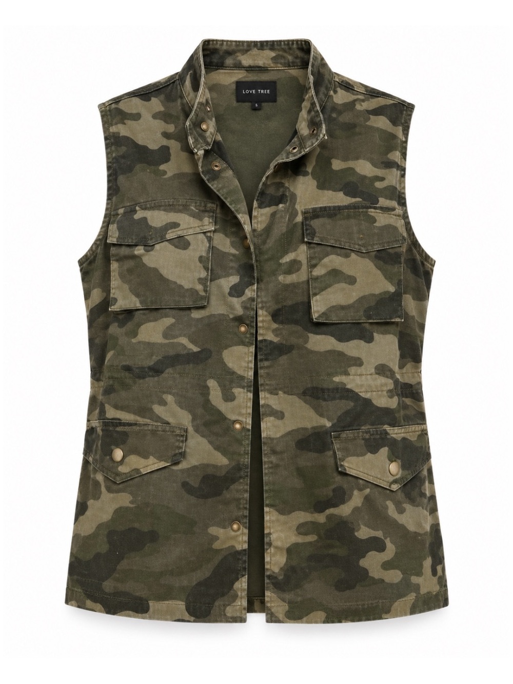 Love Tree Camo Sleeveless Military Style Utility Vest Womens Size M